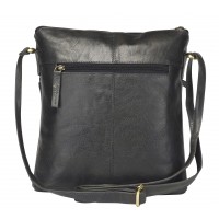 London Leathergoods Buffed Crumple Top Zip X-Bdy Bag with 3 Front Zipped Pockets & Back Zipped Pocket